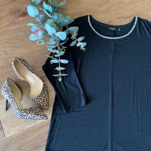 Apt. 9 Black Dolman Sleeve Beaded Neck Comfortable Soft Top Dressy Caree…